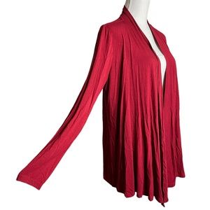 Open Front Longline Cardigan M Rayon Spandex Slinky Stretch Soft Karen Scott